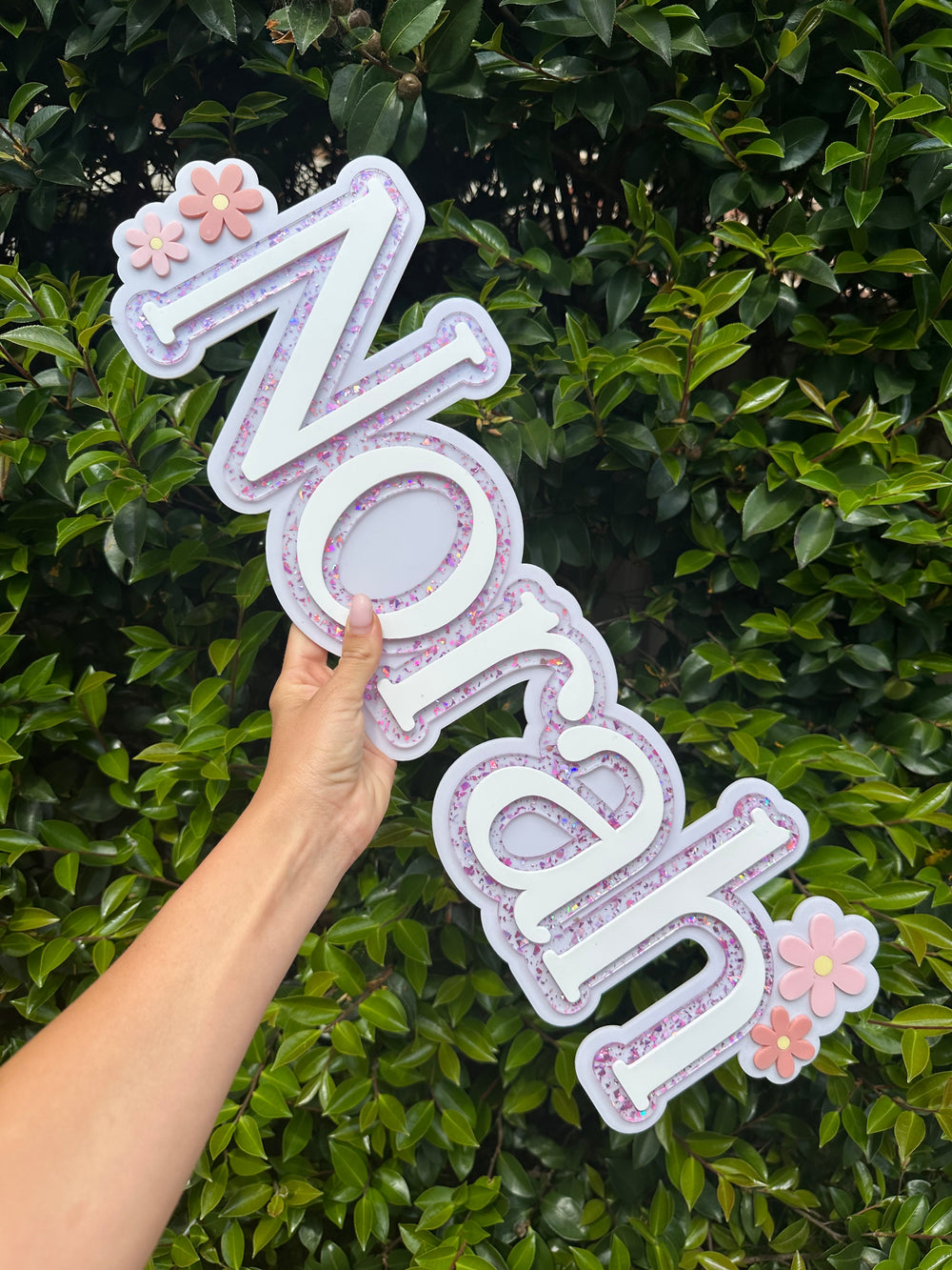 Triple Layer Name Plaque With Daisys