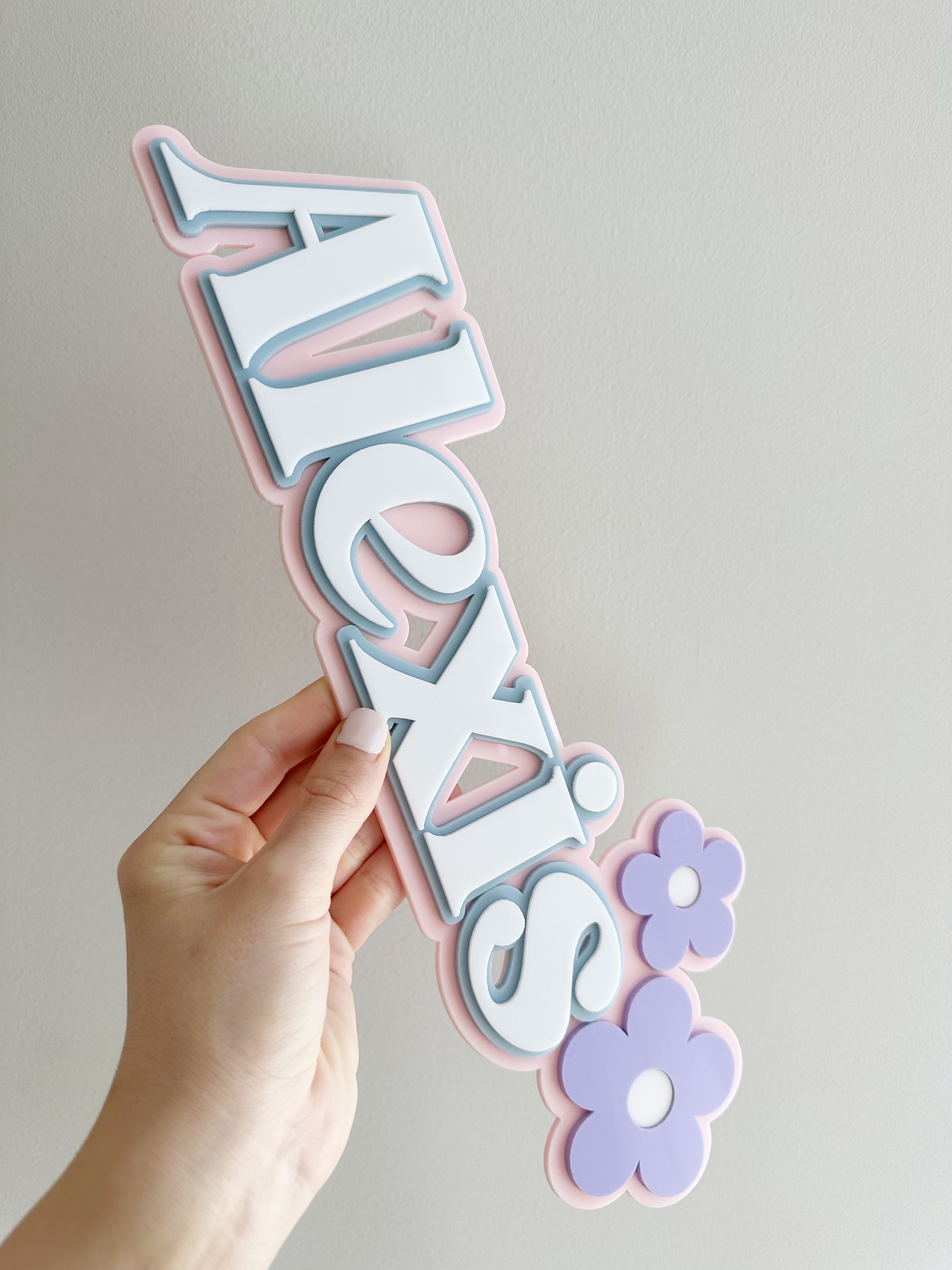Triple Layer Name Plaque With Daisys