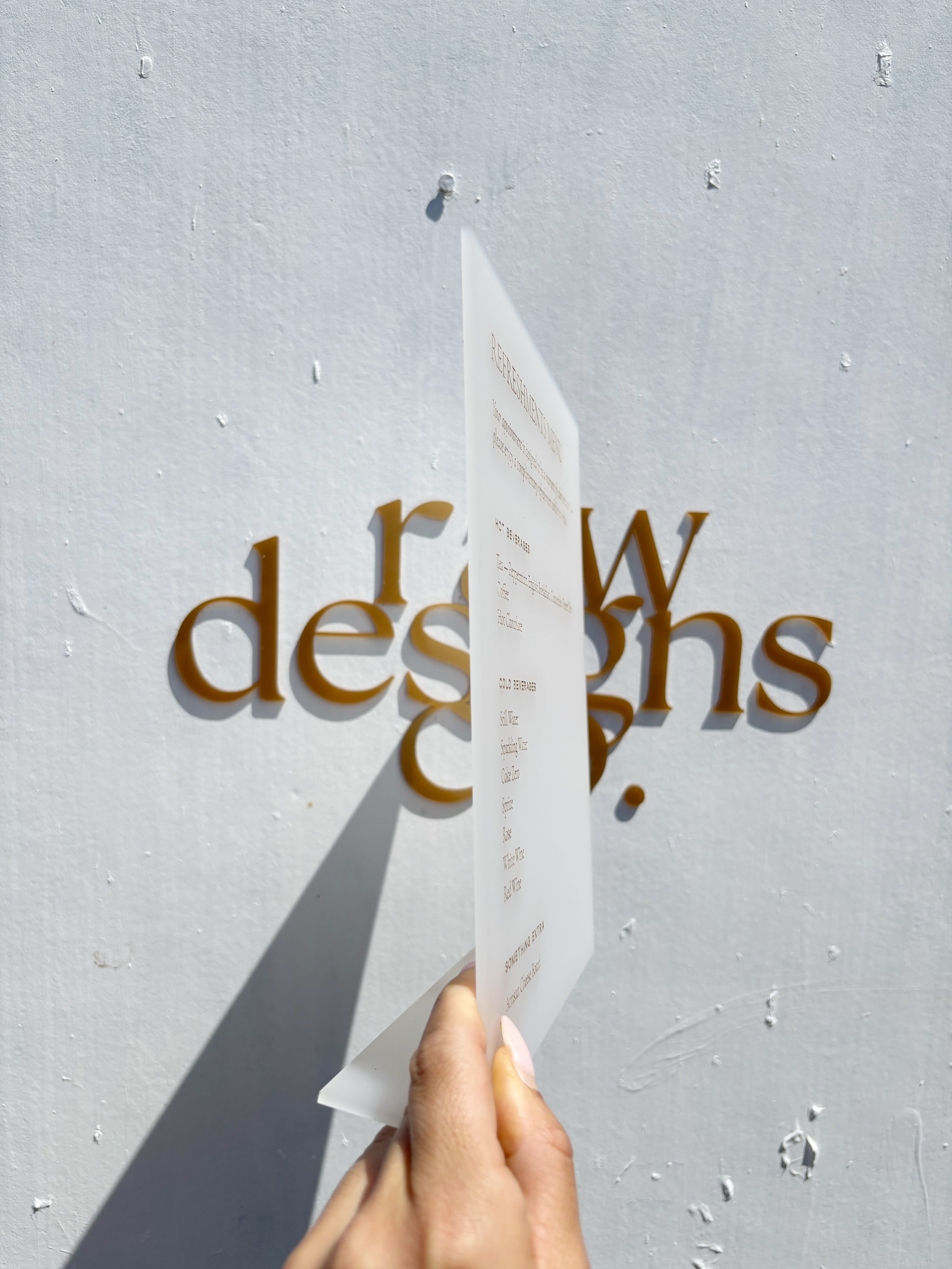 Freestanding Drinks Menu