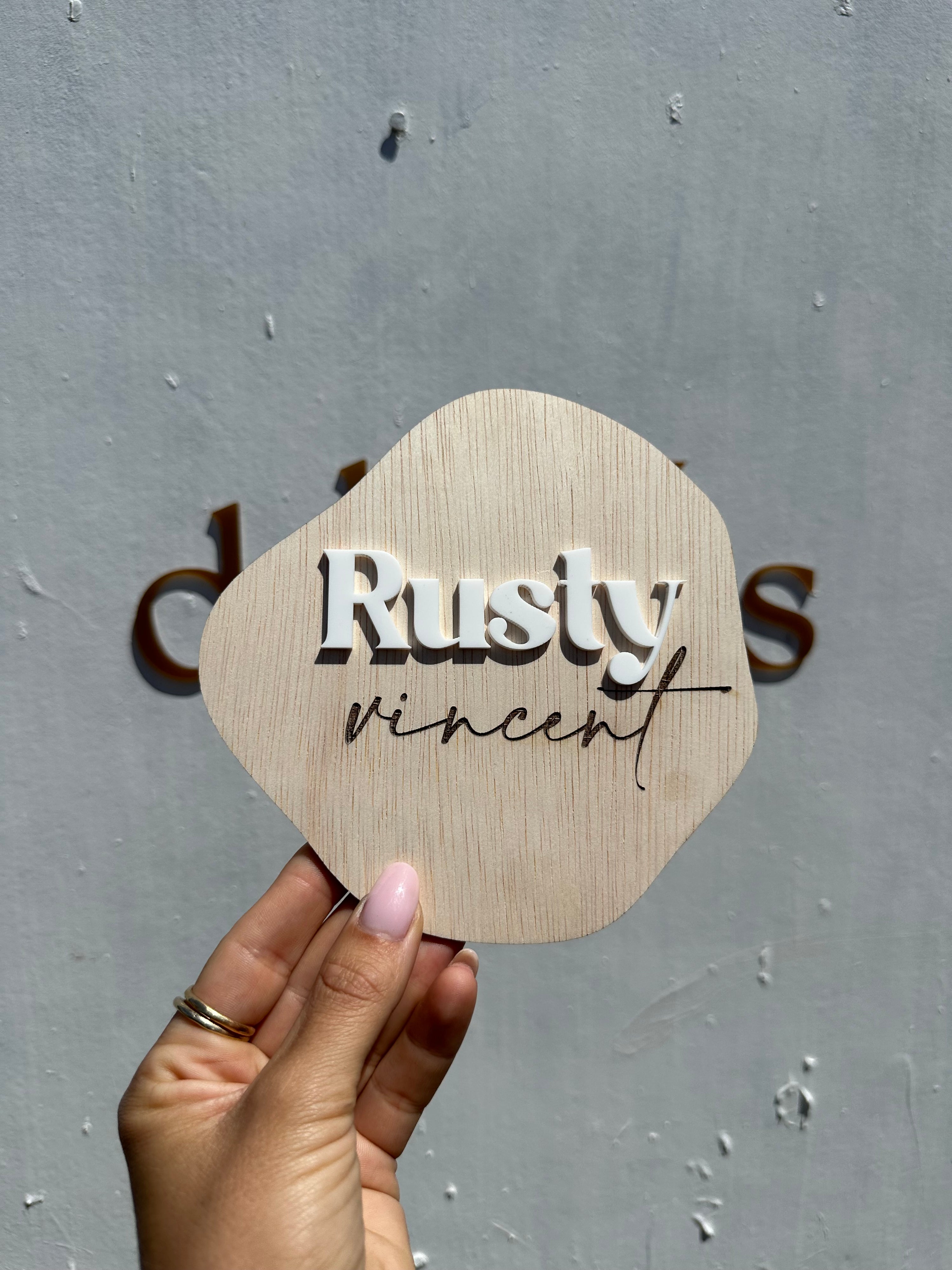3D Wooden Pebble Name Plaque