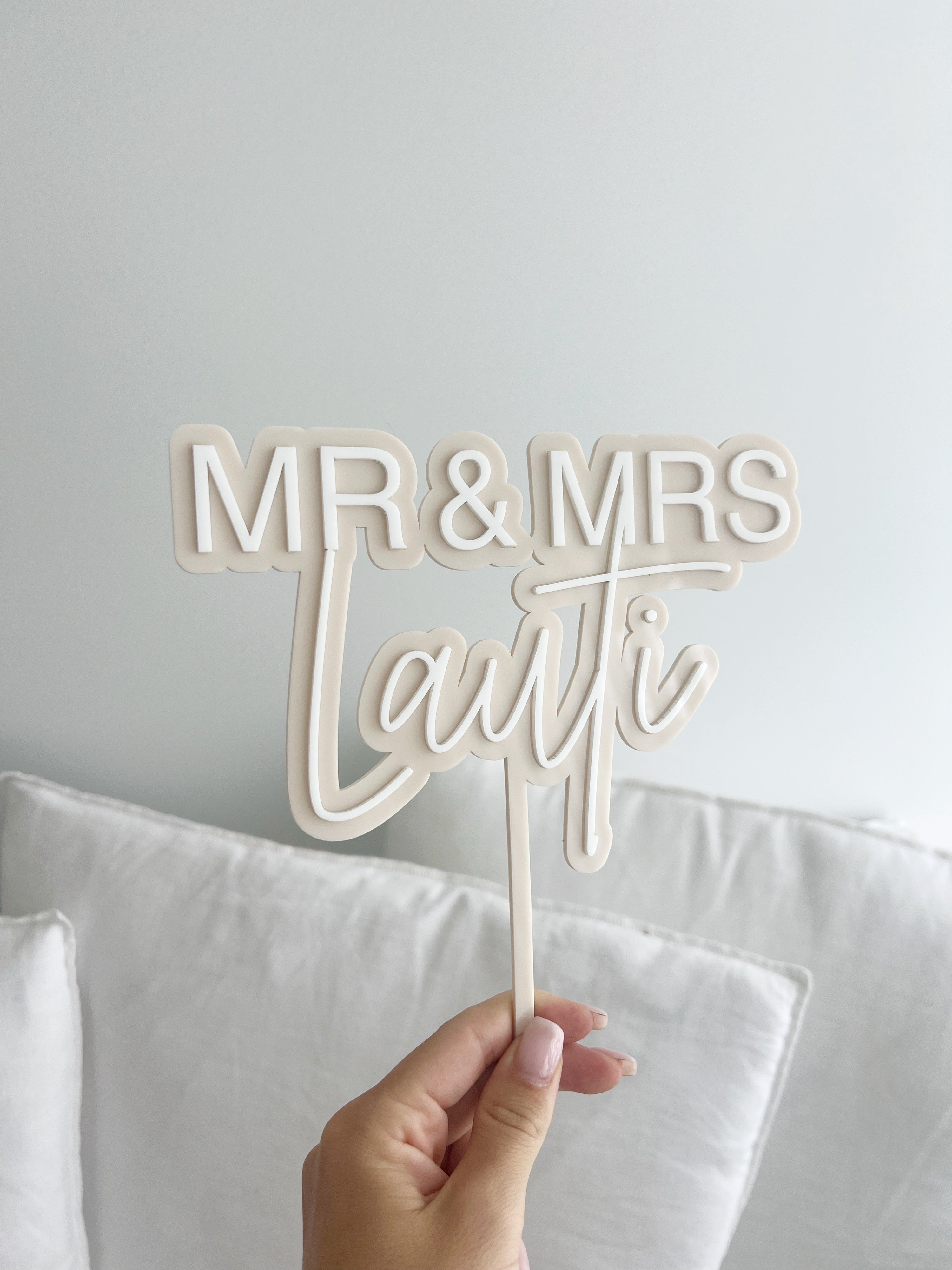 Layered Mr & Mrs Cake Topper