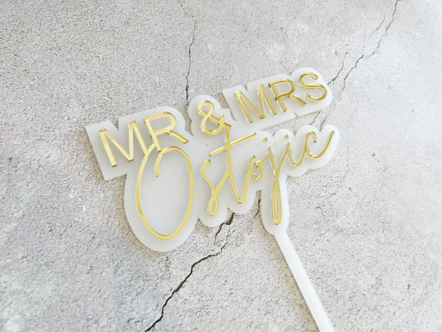 Layered Mr & Mrs Cake Topper